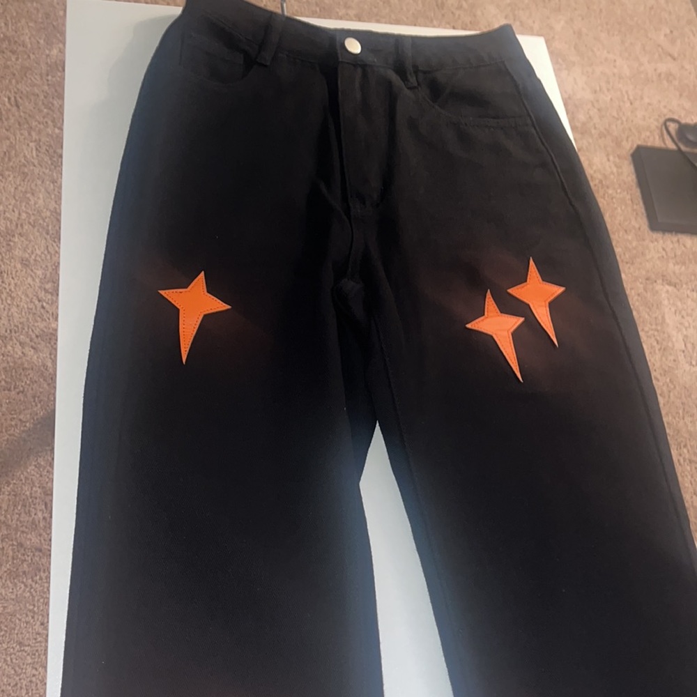 Never worn orange patch stitched on slight stretch boot cut jeans 🧡 - Picture 3 of 7